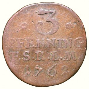 Schwarzburg-Rudolstadt Johann Friedrich 1744-1767, 3 pfennig 1762
