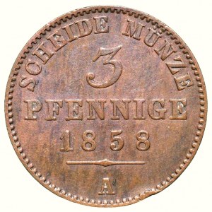 Schwarzburg-Sondershausen, Gunther Friedrich Carl II. 1835-1880, 3 pfennig 1858 A