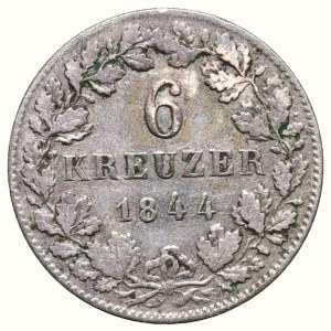 Württemberg, Wilhelm I. 1816-1864, 6 kreuzer 1844