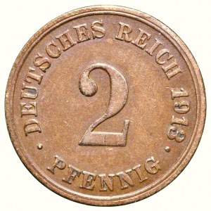 NĚMECKO CÍSAŘSTVÍ, 2 pfennig 1913 G