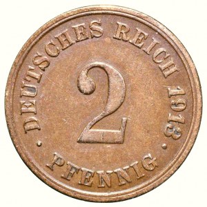 GERMANY EMPIRE, 2 pfennig 1913 G