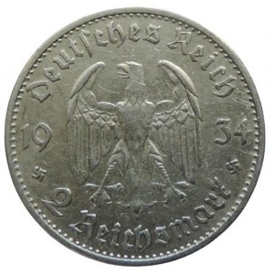 NĚMECKO III. ŘÍŠE, 2 Marka 1934 G věž s datem J.356