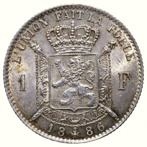 Belgia, Leopold II. 1865 - 1909, 1 frank 1886