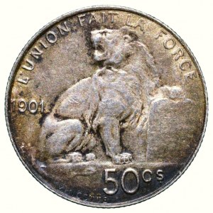 Belgien, Leopold II. 1865 - 1909, 50 Centimes 1901