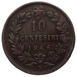 Itálie, Viktor Emanuel II., 10 centesimi 1866 N patina