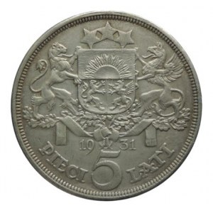 Latvia, 5 Lati 1931 KM. 9 nep.hr.