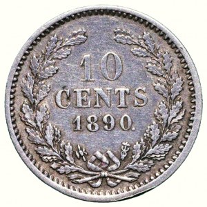 Netherlands, William III.1849-1890, 10 cents 1890 I.P.S.