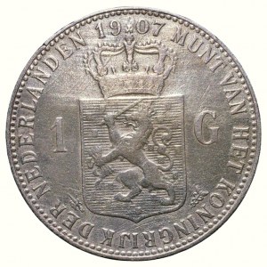 Netherlands, Wilhelmina, 1890 - 1948, 1 guilder 1907
