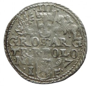 Pologne, Sigismond III. Vasa 1587-1632, III groschen 1597 IF Olkusz