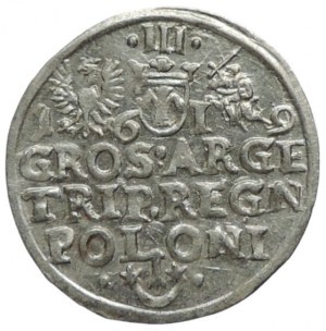 Pologne, Sigismond III. Vasa 1587-1632, III groschen 1619 Cracovie