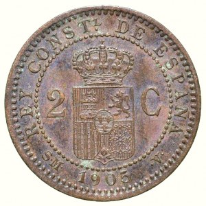 Spain, Alfonso XIII. 1886 - 1931, 2 centimo 1905