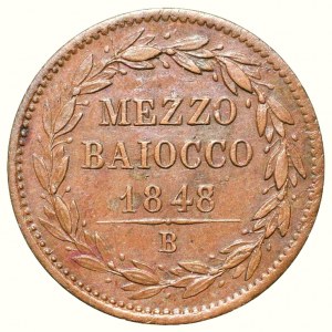 Vatikán - Papežský stát, Pius IX. 1846 - 1878, ½ baiocco 1848 B