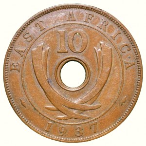 Afrique de l'Est britannique, 10 cents 1937 sans timbre