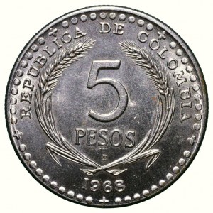 Colombia, 5 pesos 1968