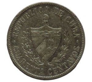 Cuba, 40 centavos 1915 Ag 900