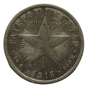 Kuba, 40 centavos 1915 Ag 900