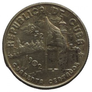 Kuba, 40 centavos 1952 50let republiky