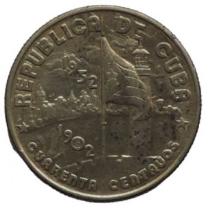 Kuba, 40 centavos 1952 50 lat Republiki