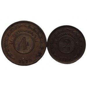 Paraguay, 4 centesimo 1870 dr.hr. + 2 centesimo 1870 2pcs