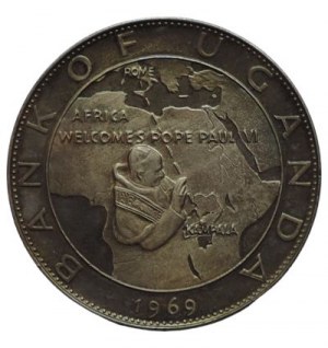 Uganda, 20 Shillings 1969 visit of Paul VI.