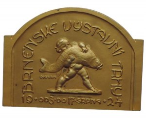MEDAILE, AE gilt plaque 68x50mm Brno Exhibition Fairs 3.-17.8.1924