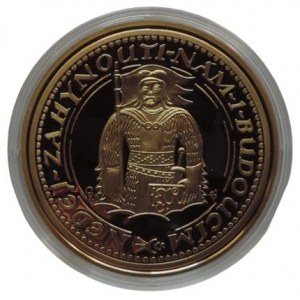 Medaile Svatováclavský dukát 1923 Cu 40mm plátované ryzím zlatem + certifikát