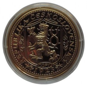 Medaile Svatováclavský dukát 1923 Cu 40mm plátované ryzím zlatem + certifikát