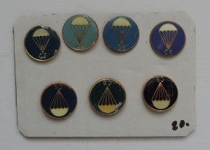 Set of 7 promotional badges of Svazarm paratroopers