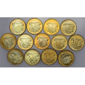Poland, 5 pennies - set of 13 pieces
