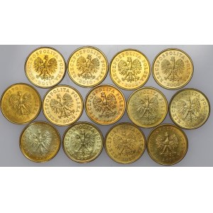 Poland, 5 pennies - set of 13 pieces