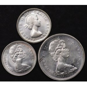 Canada, 10 cents 1959, 10 cents 1967, 25 cents 1967 set of 3 pieces