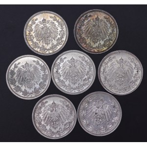 Niemcy, 1/2 marki - zestaw 7 sztuk