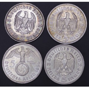Niemcy, 5 marek - zestaw 4 sztuk