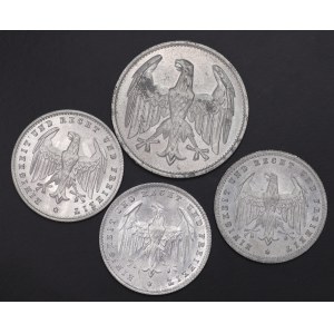 Niemcy, 1 x 3 marki, 3 x 200 marek - zestaw 4 sztuk