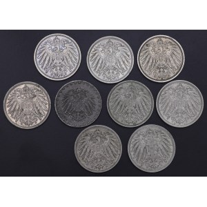 Niemcy, 10 fenigów - zestaw 9 sztuk