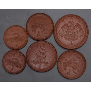 Niemcy, Saksonia, 2 x 20 fenigów, 2 x 50 fenigów, 1 marka, 2 marki 1921 - zestaw 6 sztuk
