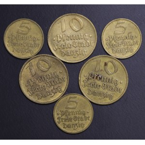Poland, Free City of Gdansk, set of 6 pieces