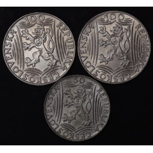 Czechosłowacja, 2 x 100 koron 1949, 50 koron 1949 - zestaw 3 sztuk