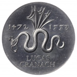 Niemcy, DDR 20 marek 1972, Lucas Cranach jednostronna odbitka w aluminium - bardzo rzadkie, tylko 300 egzemplarzy