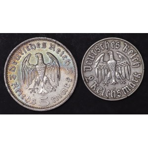 Niemcy, 2 marki 1933 i 5 marek 1935 - zestaw 2 sztuk