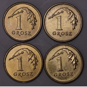 Polsko, 1 groszy 1992, 2005 - jemné kroucení, sada 4 kusů
