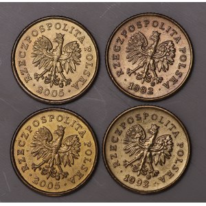 Polsko, 1 groszy 1992, 2005 - jemné kroucení, sada 4 kusů