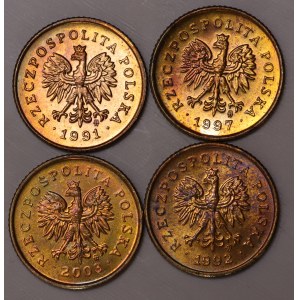 Poland, 1 penny 1991, 1992, 1997, 2003 - set of 4 pieces