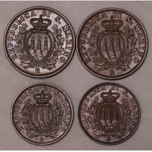 San Marino, 2 x 10 centesimi, 2 x 5 centesimi - Satz von 4 Stück