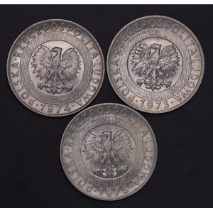 Poland, People's Republic of Poland, 20 gold 1973, 1974, 1976 - set of 3 pieces