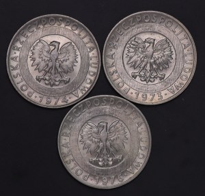 Poland, People's Republic of Poland, 20 gold 1973, 1974, 1976 - set of 3 pieces