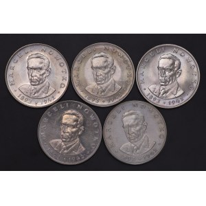 Poland, communist Poland, 20 gold Nowotko - set of 5 pieces