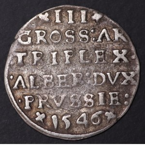 Ducal Prussia, Albrecht Hohenzollern, trojak 1546, Königsberg