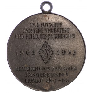 Poland, Wroclaw, Medal on the occasion of the 12th Congress of the German Singers' League in 1937 and the celebration of the 75th anniversary of the League in Wroclaw