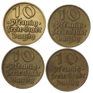 Danzica, 10 fenig 1932 Merluzzo - set di 4 pezzi